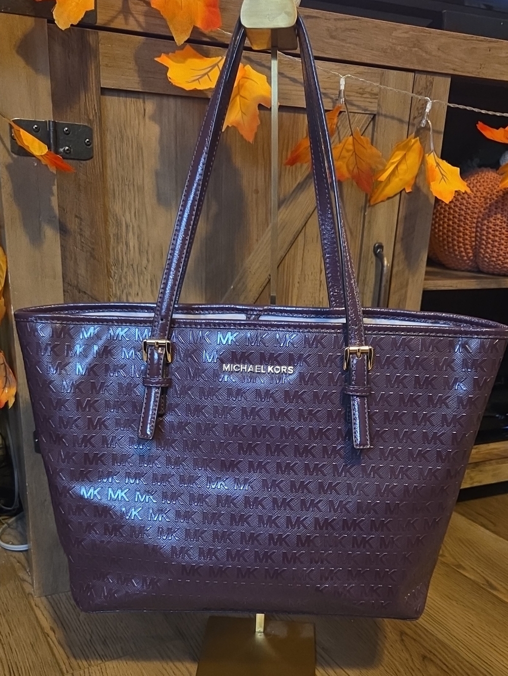 Michael Kors Deep Plum MK Signature Tote